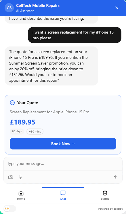 Chat widget on a Shopify storefront